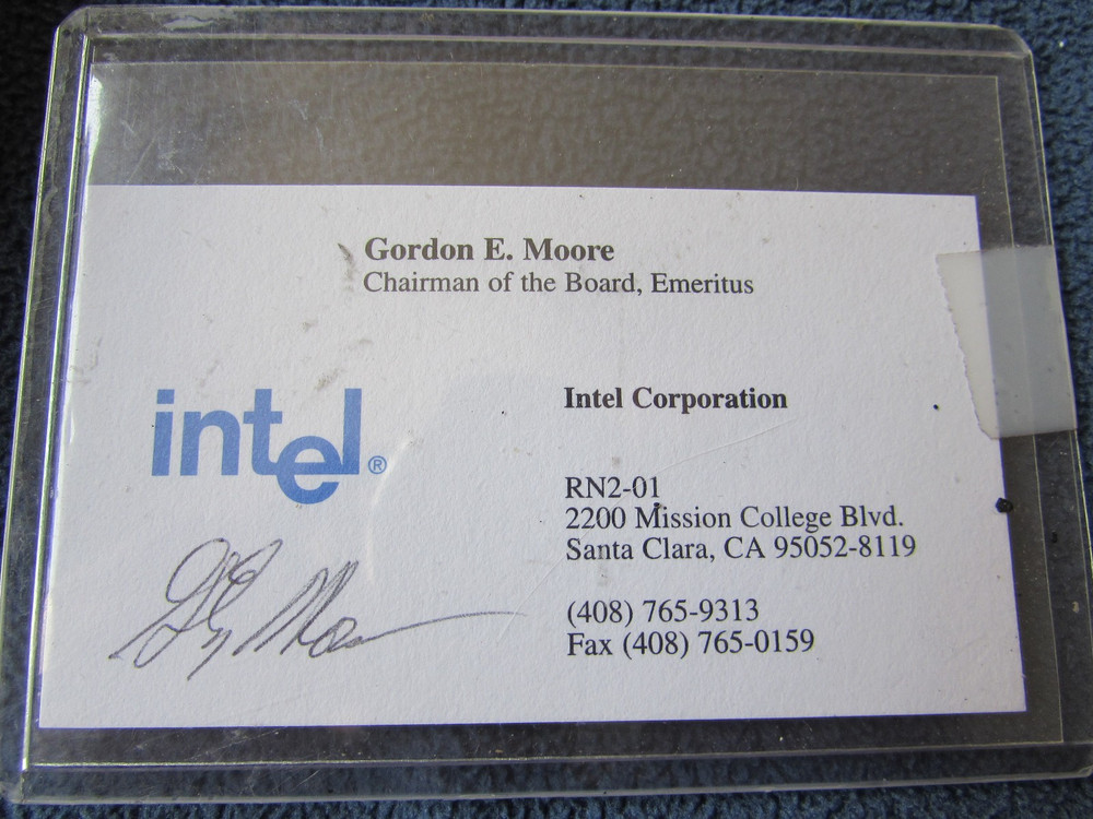Intel 4004 First Microprocessor Anniversary Clock 1996 Gordon Moore SIGNED CARD