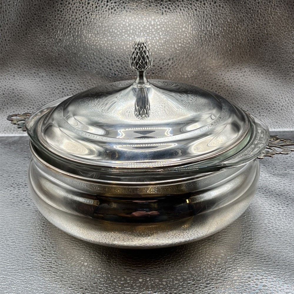 Vintage Reed & Barton Silver-Plated Covered Casserole with Pyrex Insert