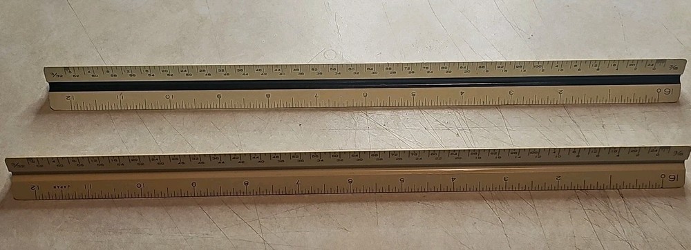 2 VTG Pickett Architect Scale Drafting Triangular Ruler Japan 235A & P-232A