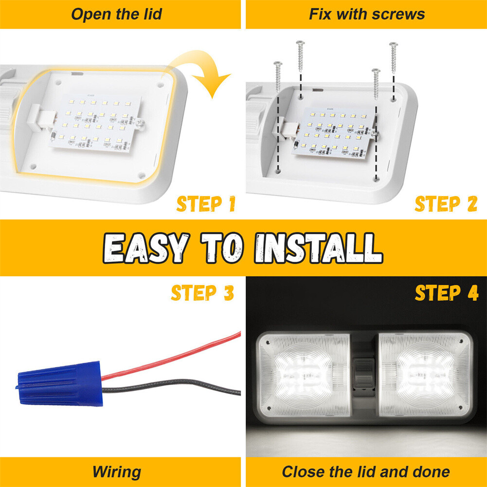 4PCS 12V Led RV Ceiling Dome Light RV Interior Lighting for Trailer Camper Boat