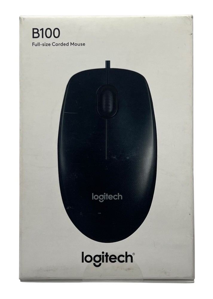 Logitech B100 Corded Mouse Wired USB 2.0 Computers Laptops Left/Right Ambidextro