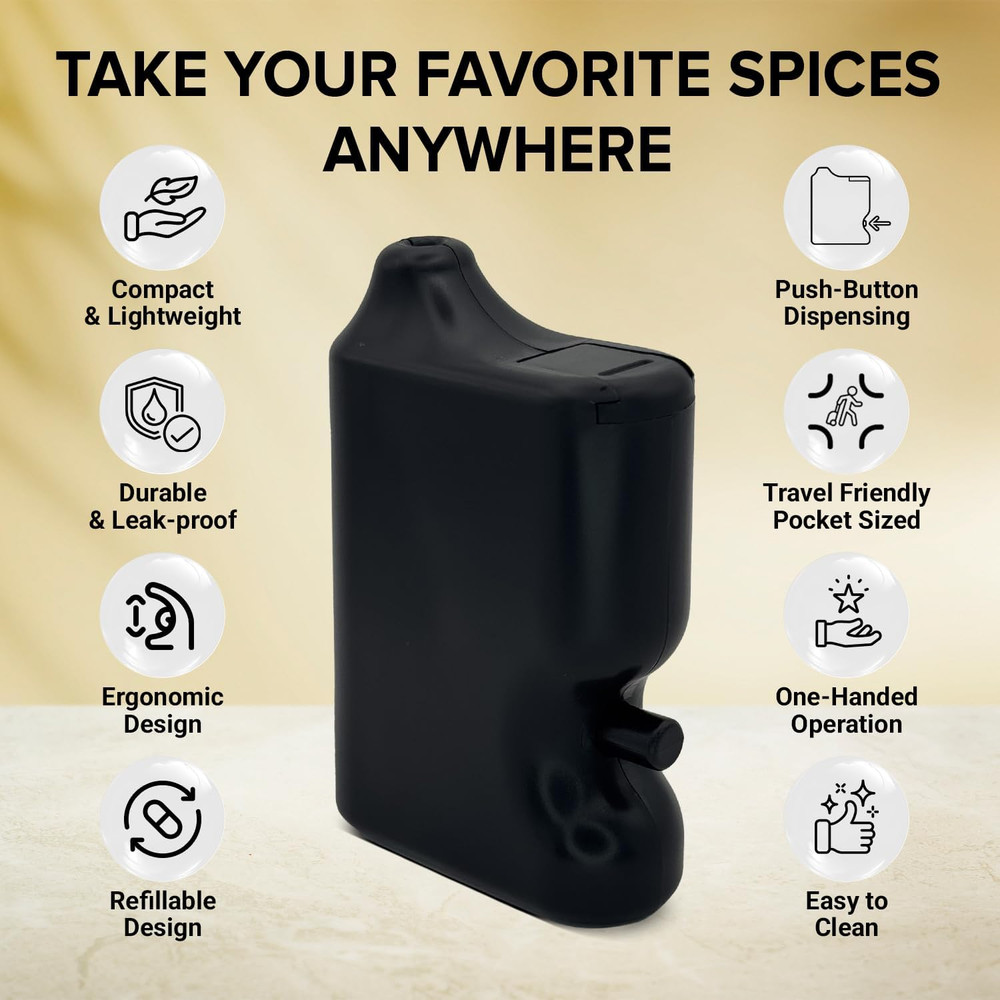Portable Pepper Shaker (Black) - Versatile Seasoning Set, Multi Functional Salt