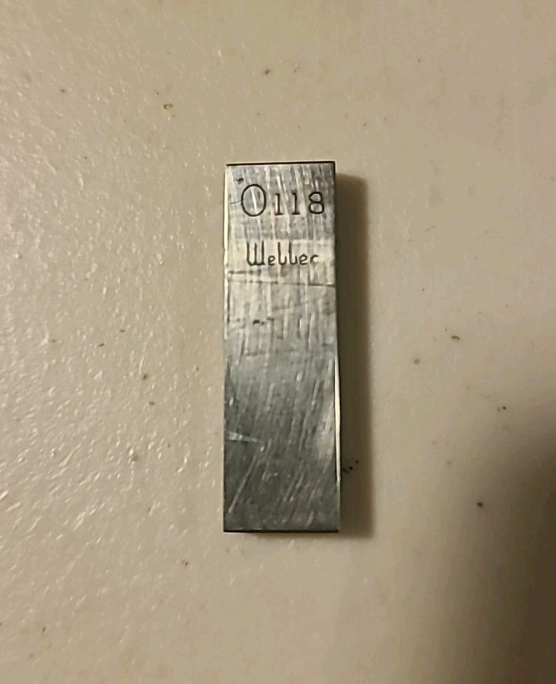 .118 Rectangular Steel Gage Block. WEBBER
