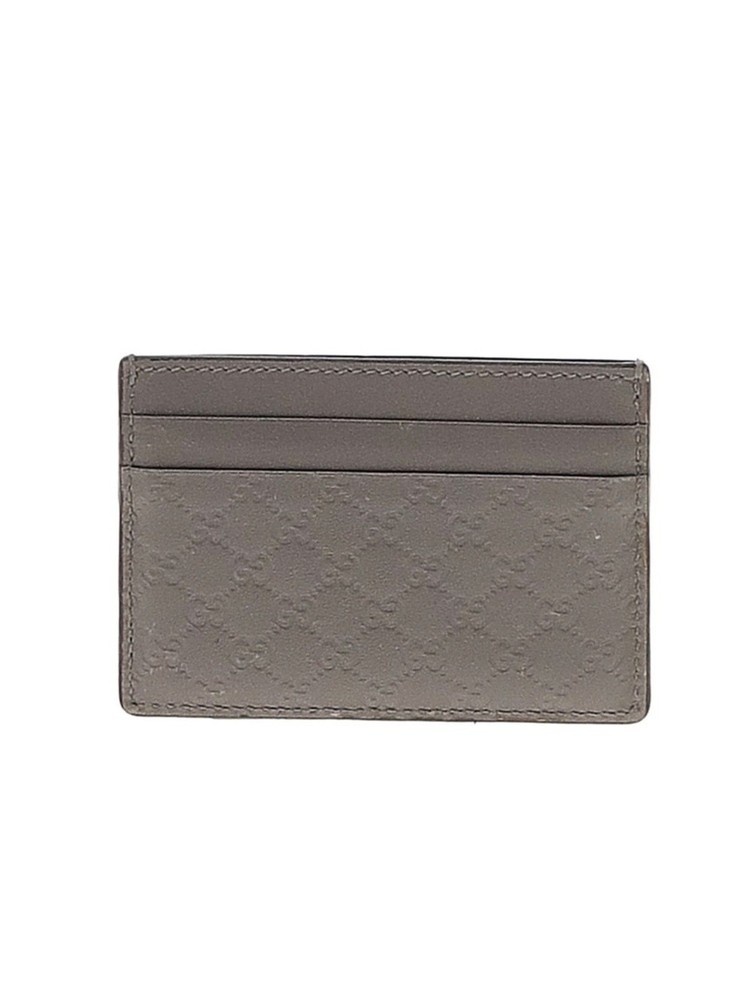 GUCCI Soft Microguccissima Card Holder, Grey, Preowned