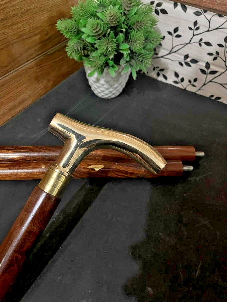 Handmade Walking Stick Antique Cane Brass handle Personalized Foldable Classic