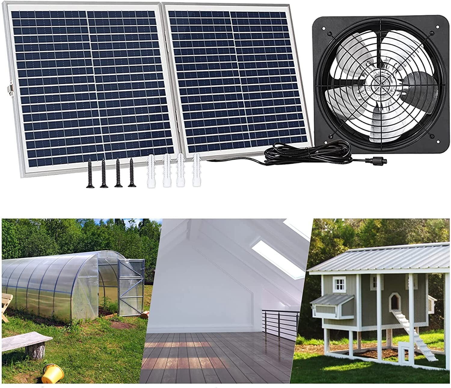 25W Solar Powered Attic Ventilator Gable Roof Vent Fan with 30W Foldable Solar