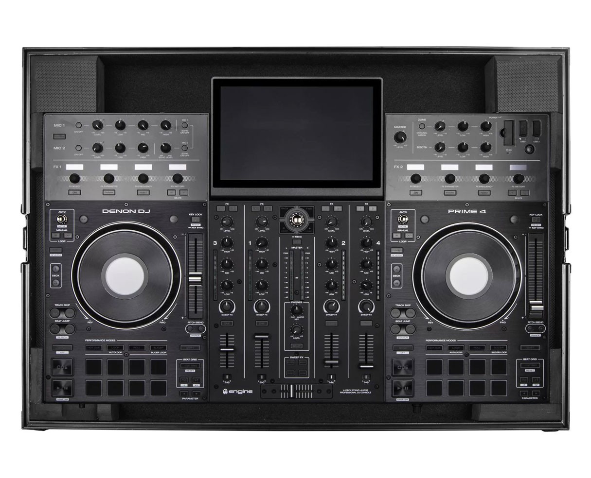 Odyssey FZDNPRIME4BL Denon Prime 4 Black Low Profile Flight Case PROAUDIOSTAR