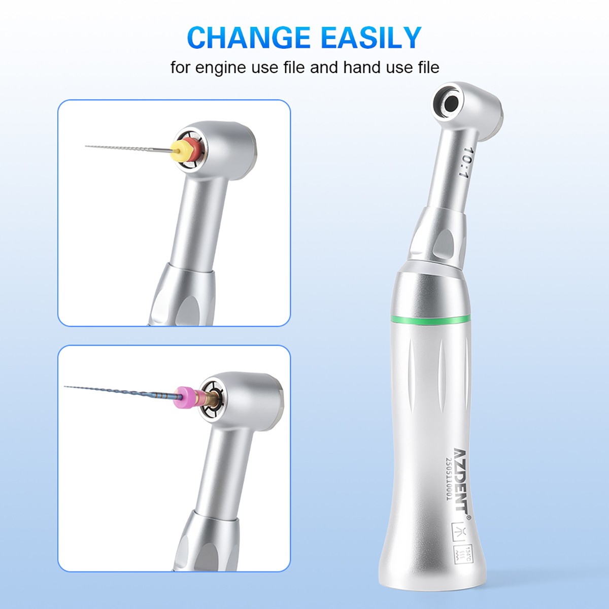 AZDENT Dental Endo Reciprocating Handpiece 10:1 Contra Angle /Endo Rotary Files
