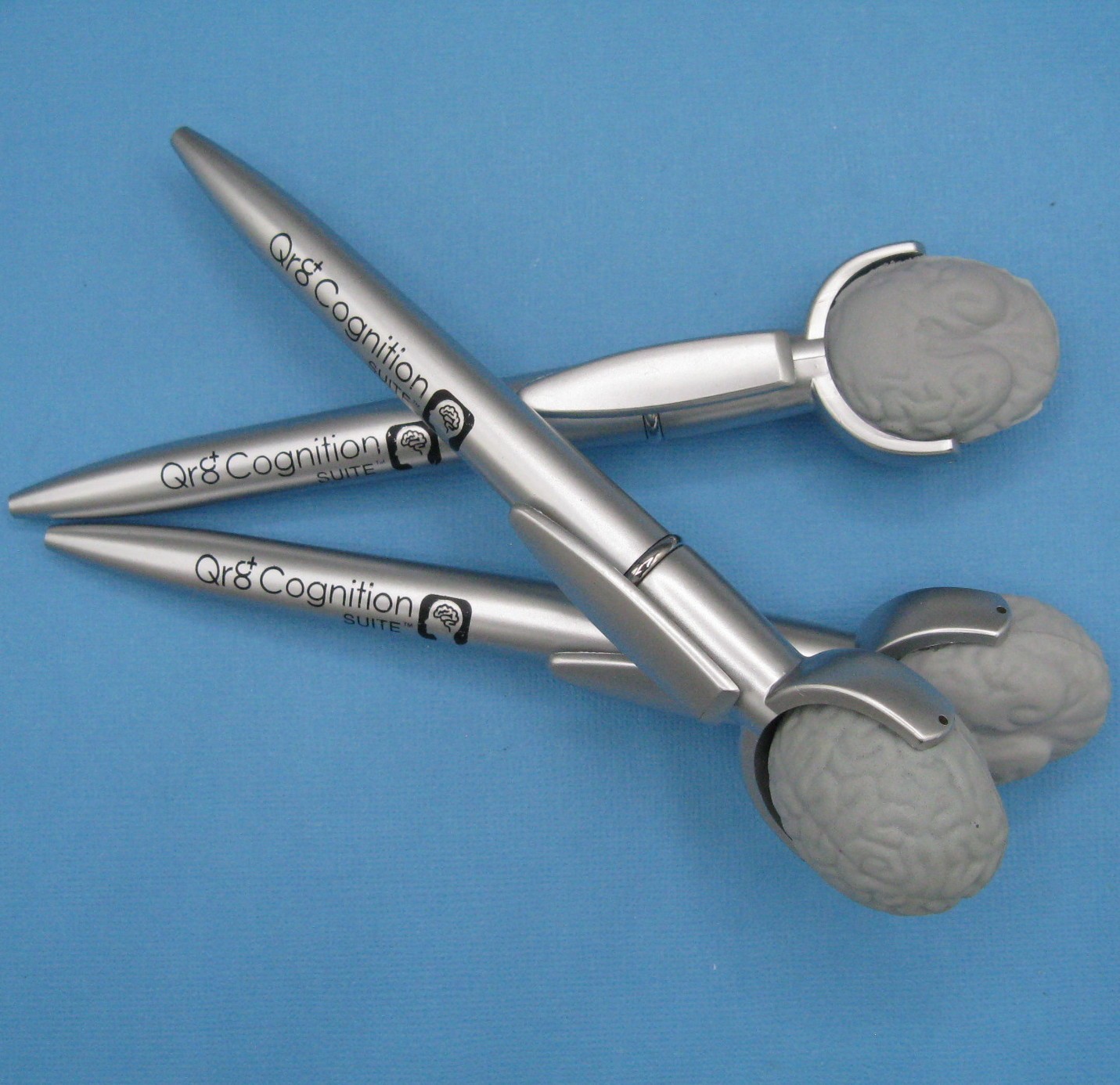 QR8 Cognition Business Drug Rep Lot 3 Pens Squishy Brain Stress Spin Fidget Toy