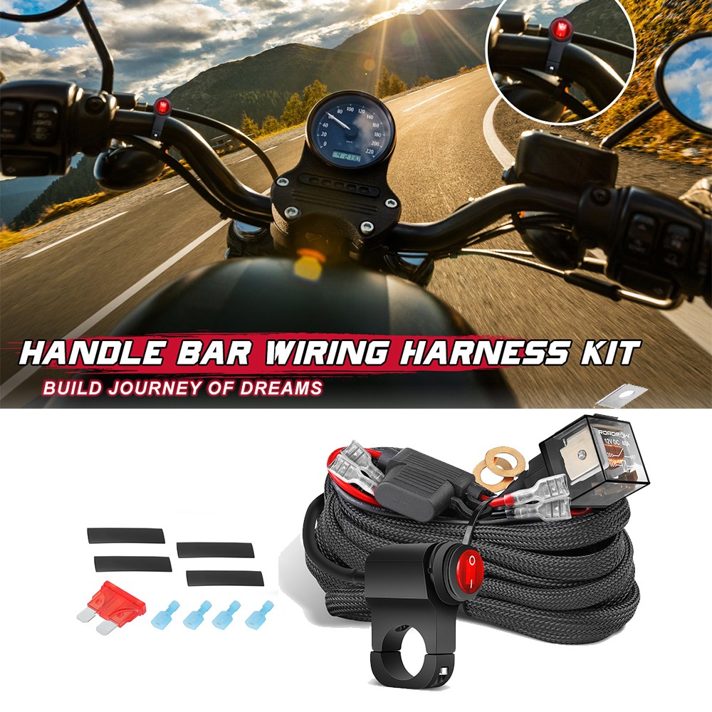 2-lead Universal Motorcycle Wiring Harness Kit with ON/OFF Switch for LED Lights