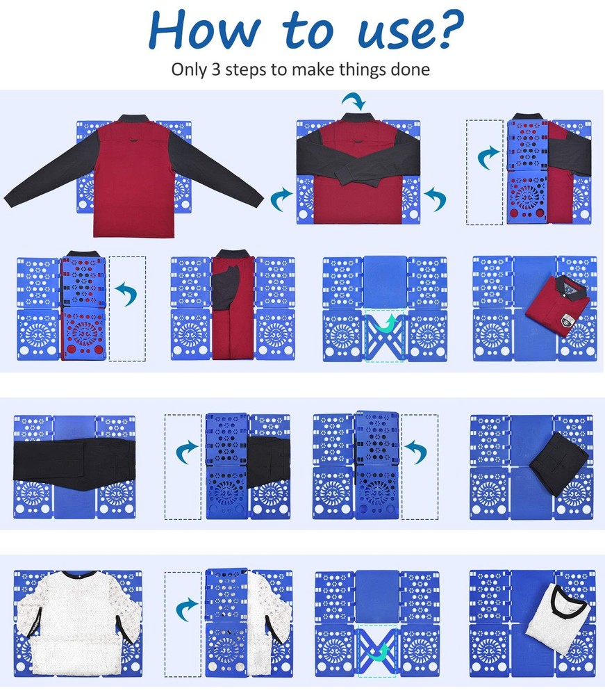 V3 Shirt Folding Board T Shirts Clothes Folder Durable Plastic Laundry Folder...