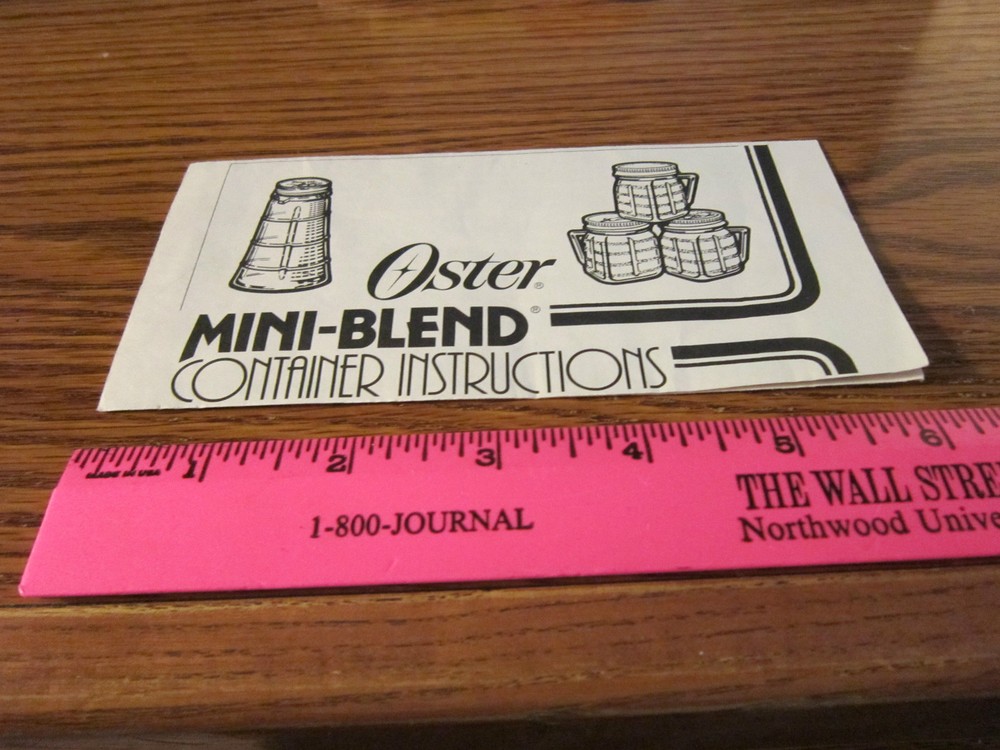 Oster Mini-Blend Blender Container Instructions Sheet ONLY 1980