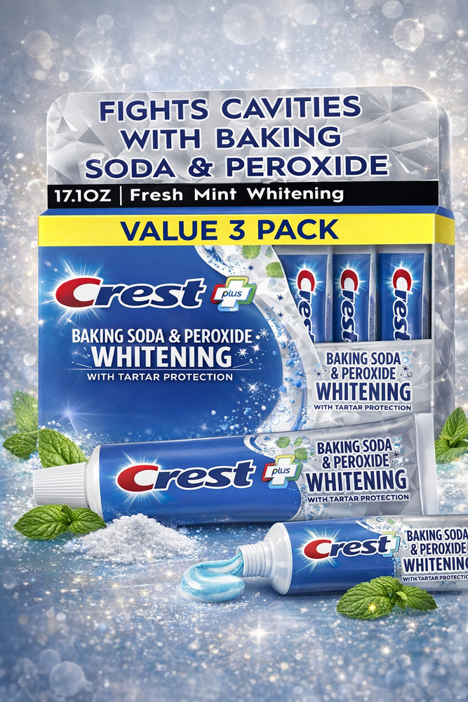Crest Plus Baking Soda & Peroxide Teeth Whitening Toothpaste,Mint, 5.7 oz,3 Pack