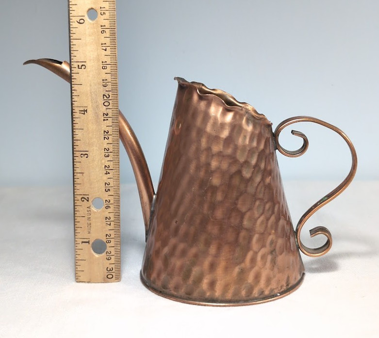 Vintage Gregorian Hand Hammered Solid Copper Watering Can Pitcher Garden Decor