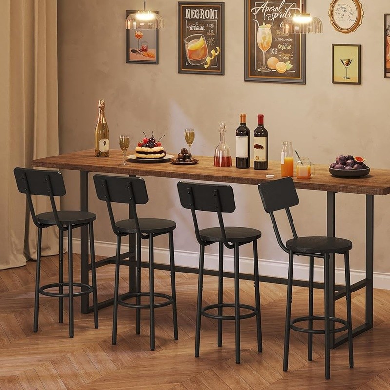 Ergonomic Bar Stools Set Adjustable Height Comfortable Footrest Kitchen Dining