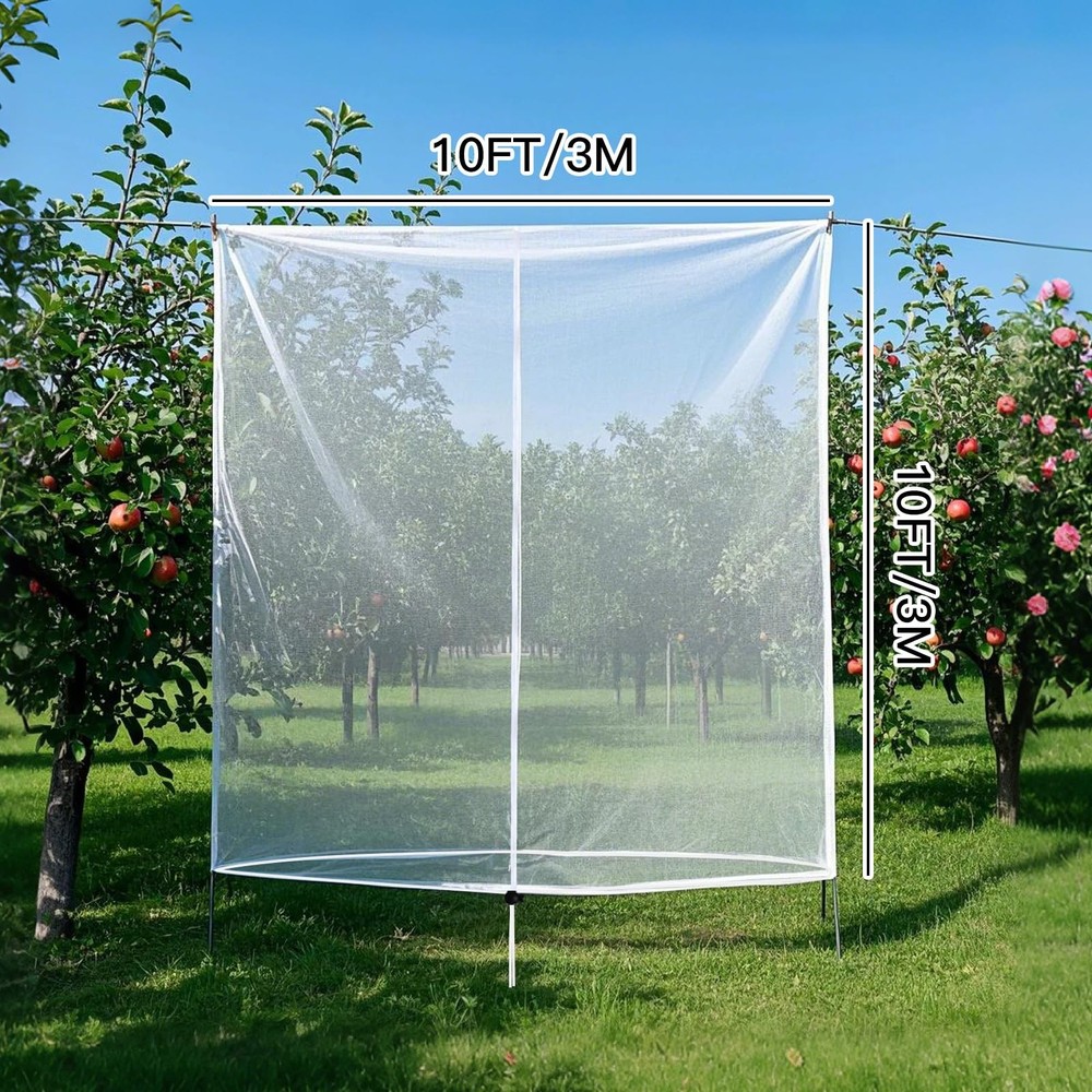 Large Fruit Tree Netting, 10x10Ft Insect Bird Barrier Netting with Drawstring...