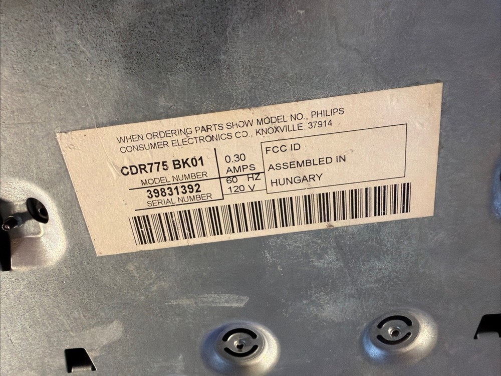 Philips CDR775/17 Audio CD Write/Record - FOR PARTS