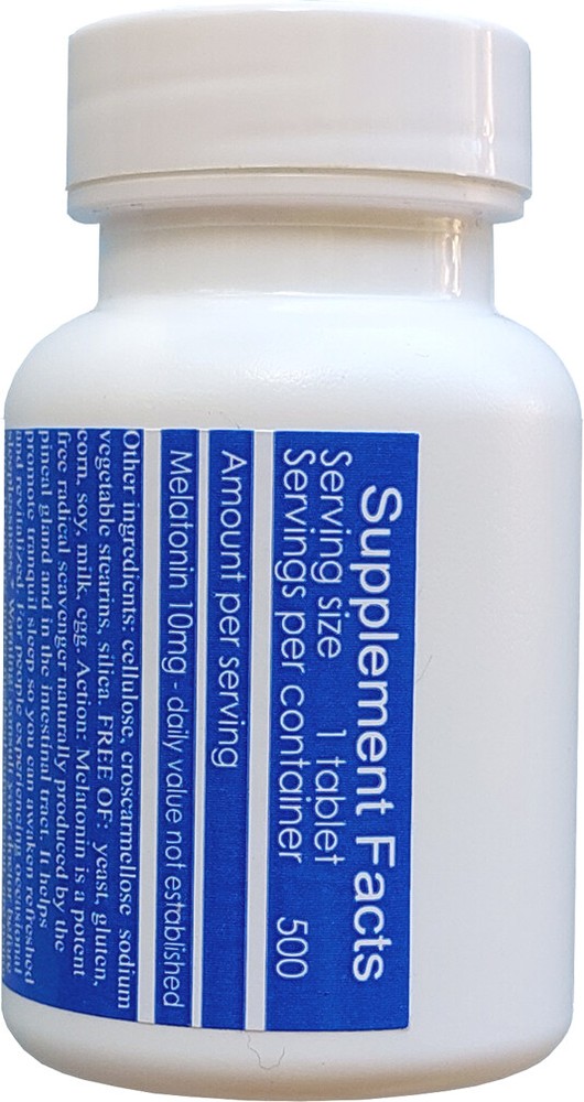 Melatonin 10 mg, 500 count bottle, or 1 (one) tablet sample, Rapid Release