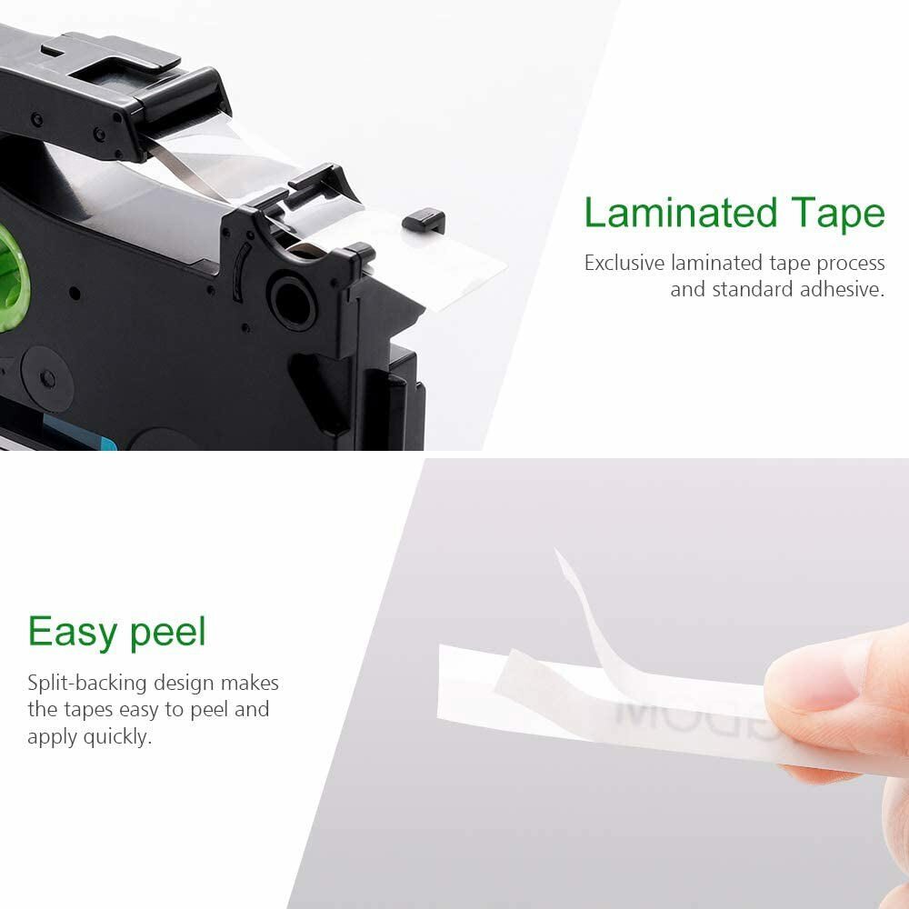 Compatible with Brother 18mm Black on White TZ-241 Label Tape TZe241 3/4"