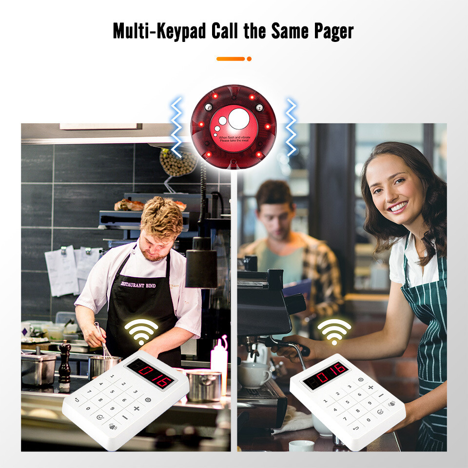 TD158 Restaurant Wireless Paging Queuing Calling System 30 Coasters Pagers Hotel
