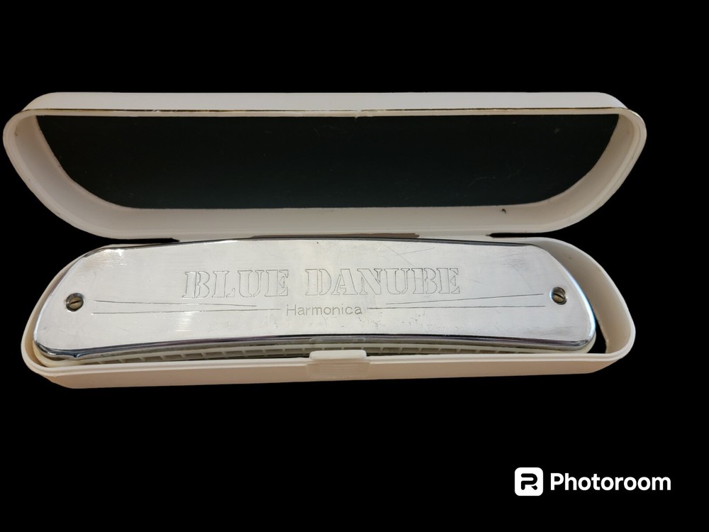 Vintage Original Blue Danube Harmonica with Case Made IN USA