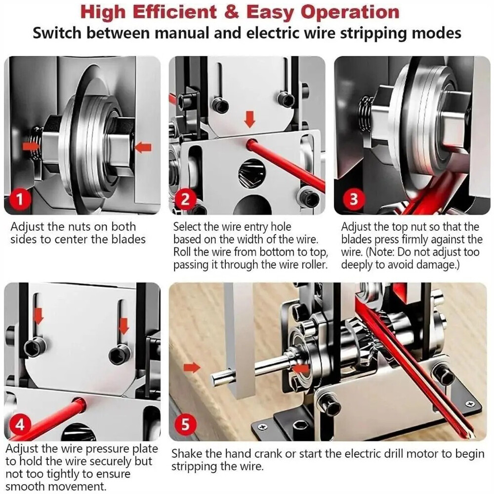 Manual Wire Stripping Machine Portable Cable Stripper 1mm to 21mm Hand Crank