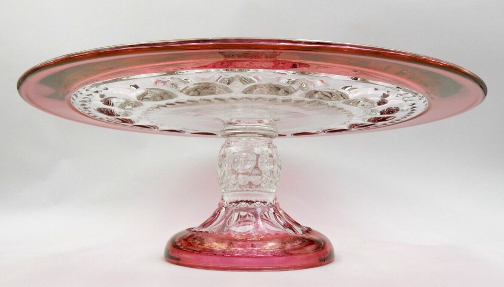 VINTAGE TIFFIN FRANCISCAN "KING'S CROWN - RUBY FLASHED" PEDESTAL CAKE STAND