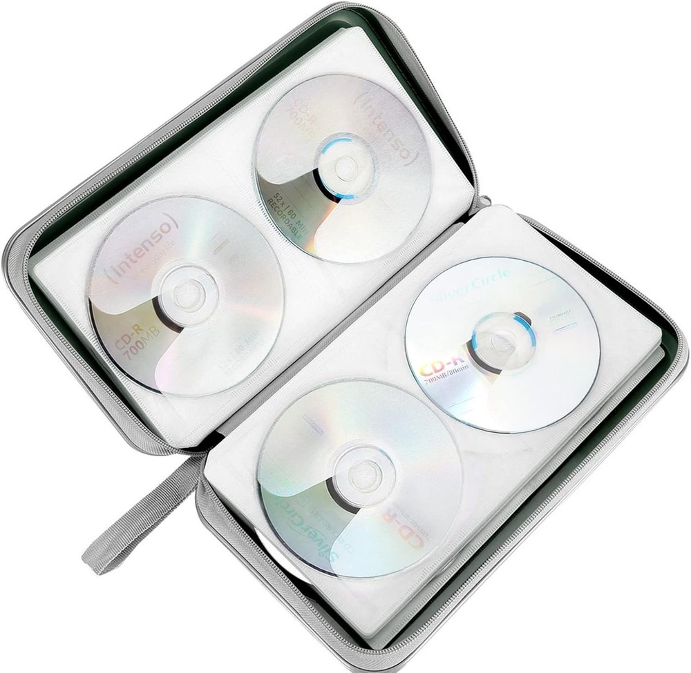 CD/DVD Case Holder 80 Capacity Hard Plastic Disc Cases Storage Binder Dark Green