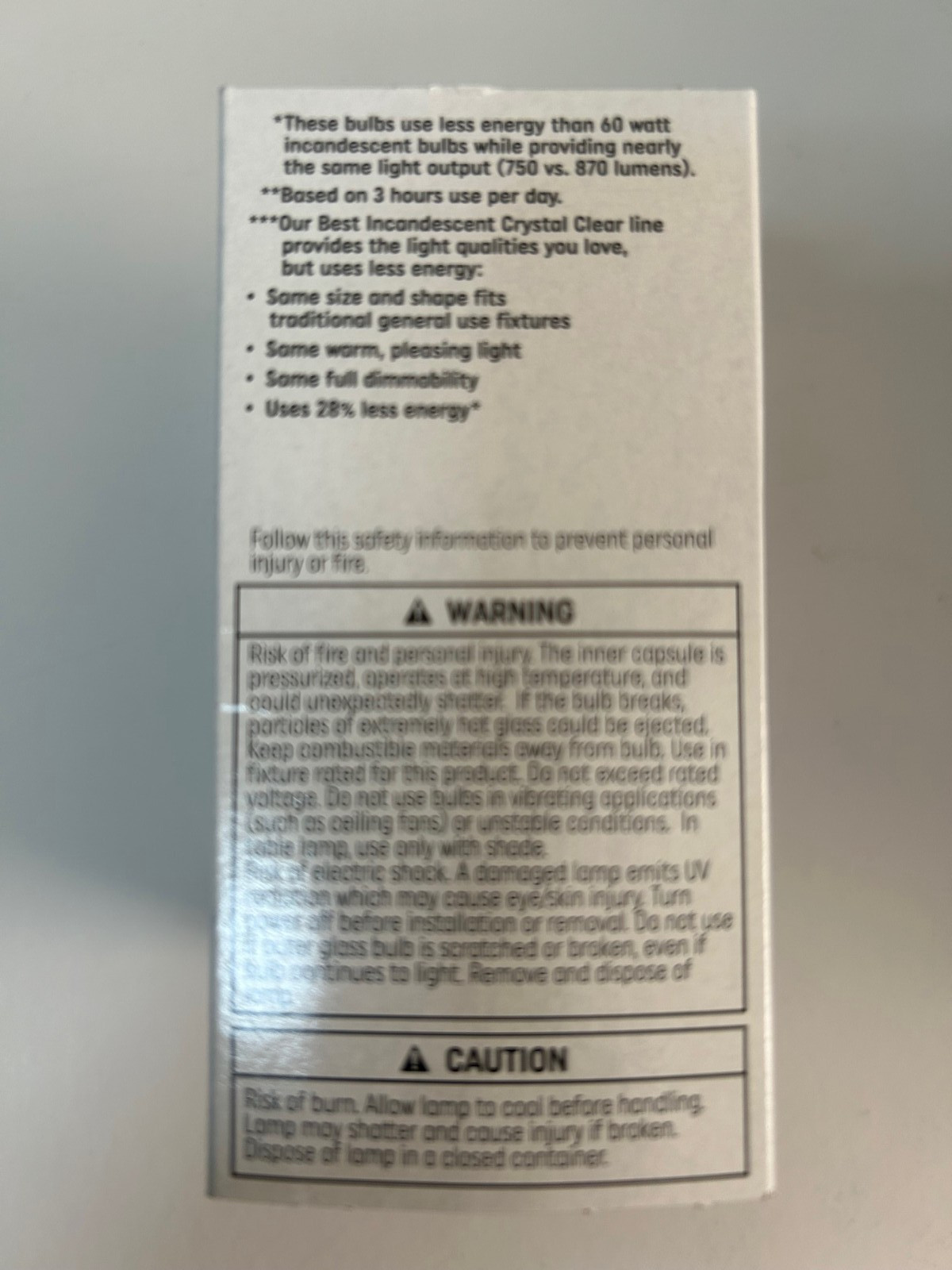 12 Bulbs 6 Pack Light Bulbs GE Clear Glass 43watt equivalent to 60w Dimmable A19