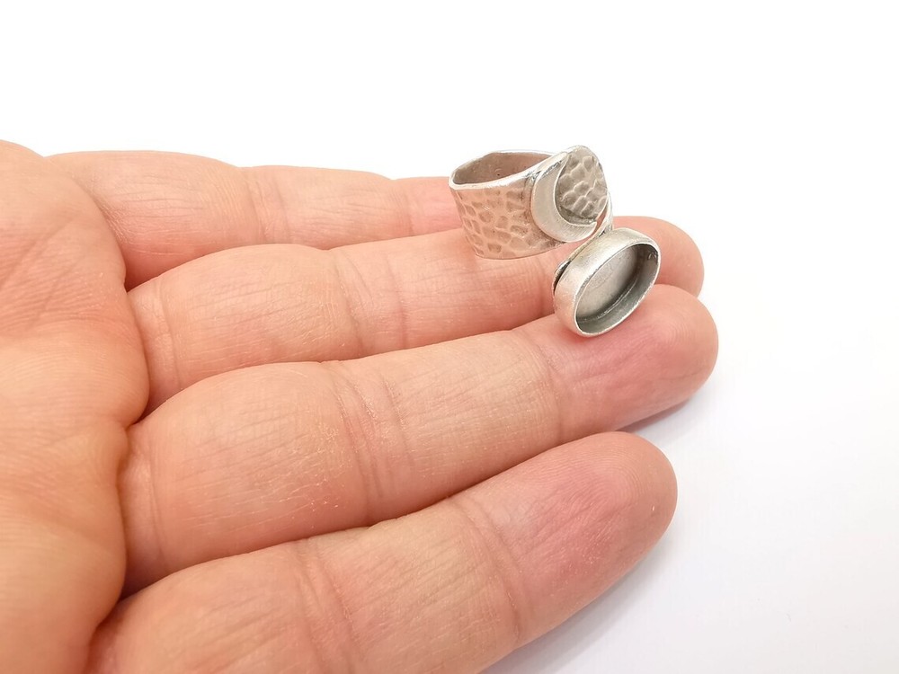 Crescent Ring Setting Blank Cabochon Ring Mounting Adjustable Wrap Ring Base