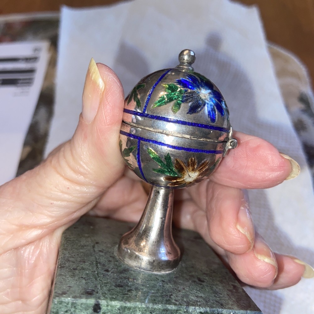 ENAMELED STERLING PEDESTAL CONTAINER / MONSTRANCE ? SAMPLE