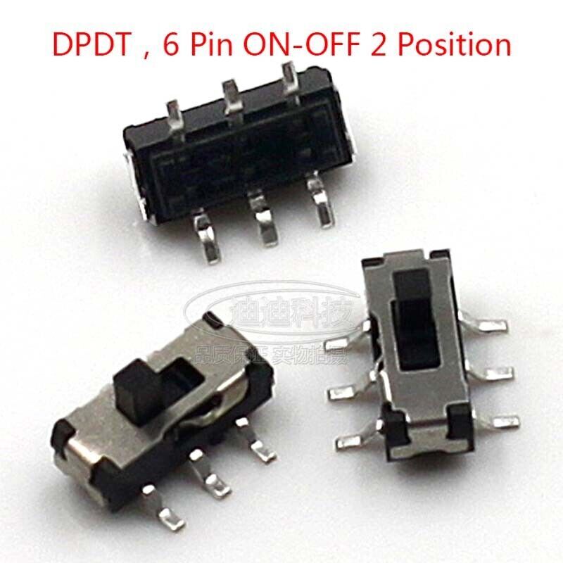Micro Slide Switch DPDT 2P2T 6 Pin ON-OFF 2 Position DVD Panel Mount SMD Switch