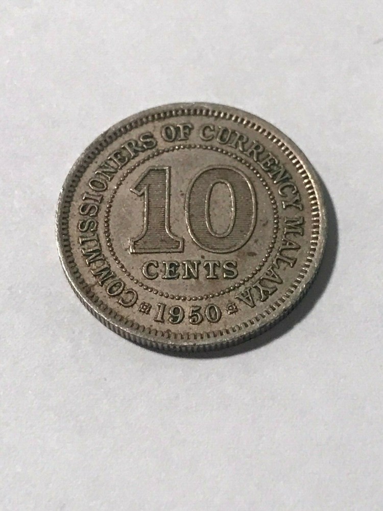 1950 Malaya 10 Cents VF+ #19241