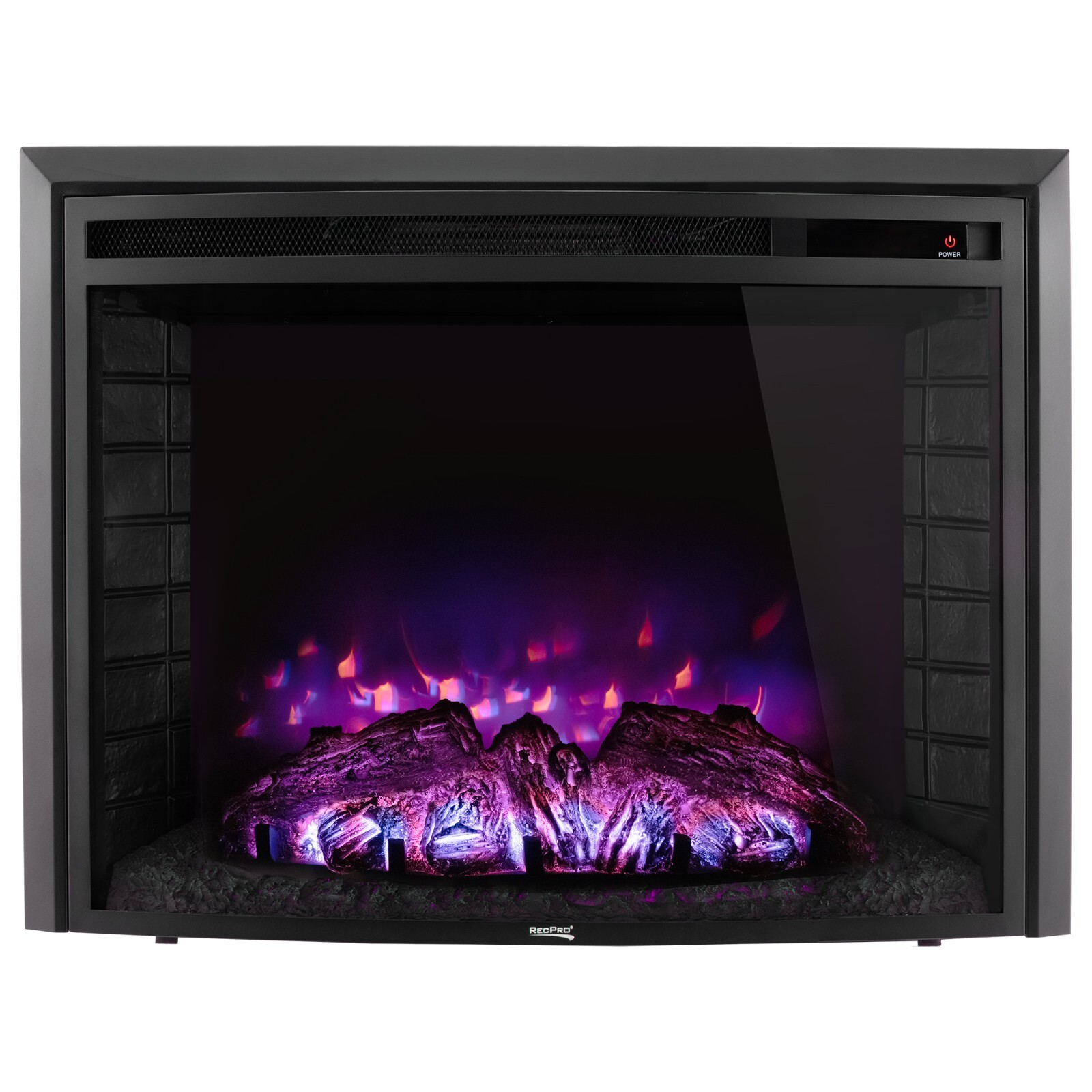 RecPro RV 28" Fireplace | Recessed Electric Fireplace | Glass with Log View