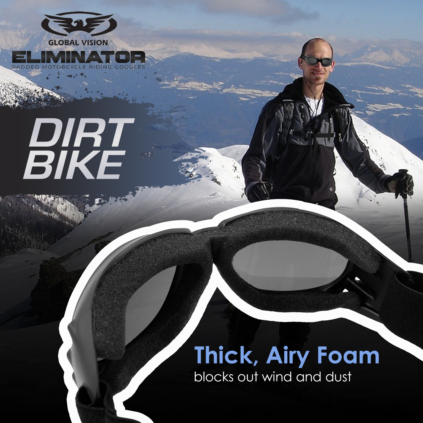 MOTORCYCLE ATV GOGGLES SUNGLASSES SMOKE LENS ANTI FOG COATING