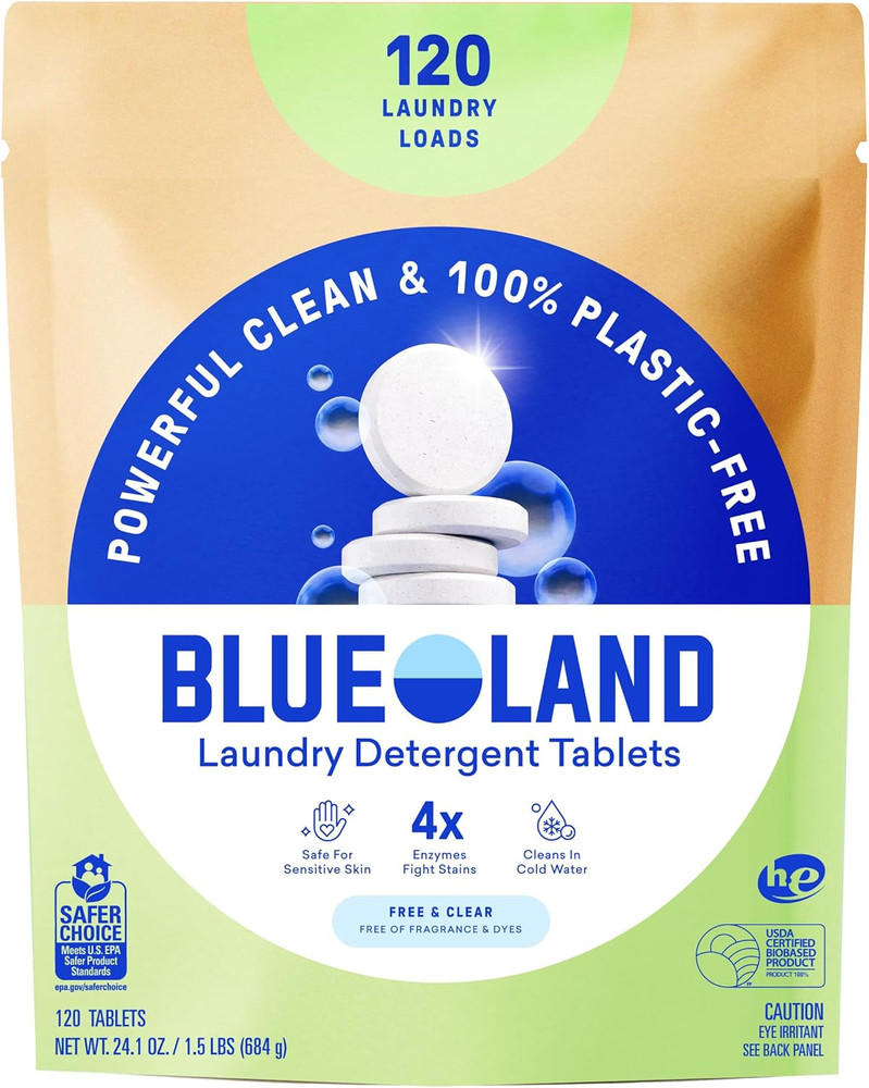 Laundry Detergent Tablets, 120 Count, Plastic-Free Eco-Friendly Pods, Sheets, Li