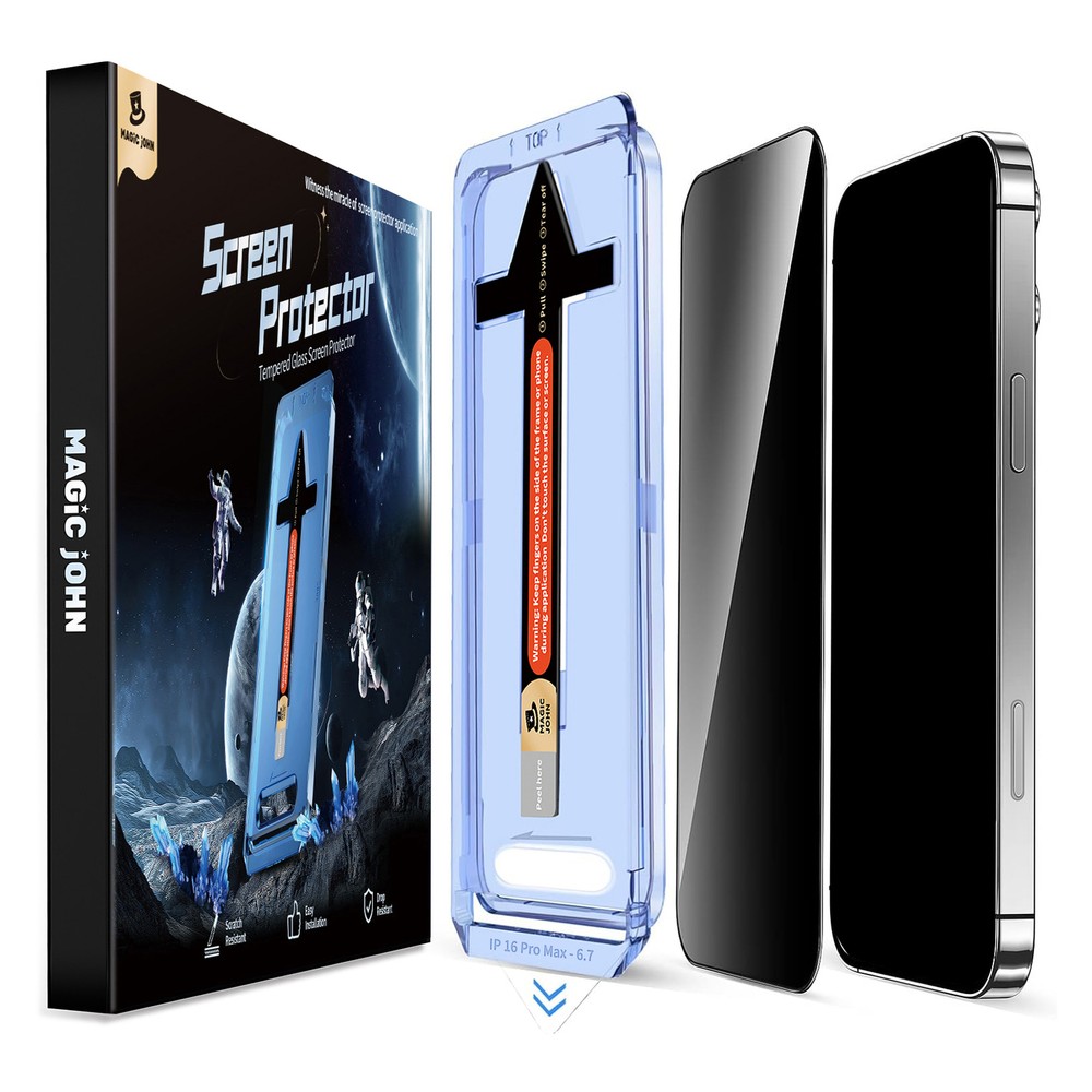 MAGIC JOHN 2 Pack for iPhone 16 Pro Max 6.9 inch Glass Screen Protector Privacy