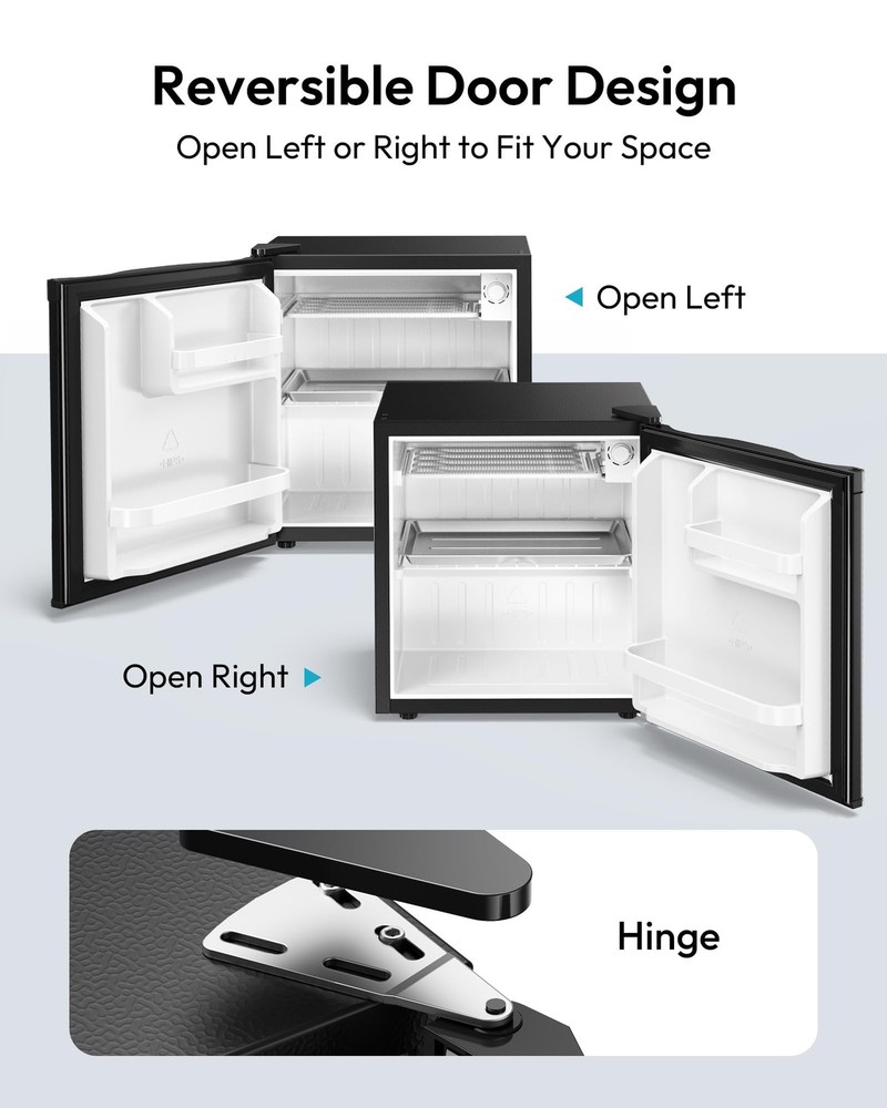 1.7 Cu.Ft Mini Fridge, Reversible Single Door Compact Refrigerator, Adjustabl...