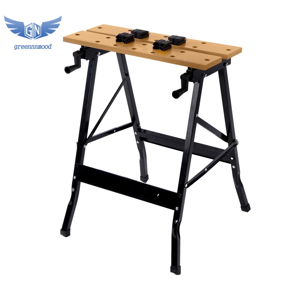 220lbs Capacity Adjustable Folding Workbench with Built-in Ruler & Protractor
