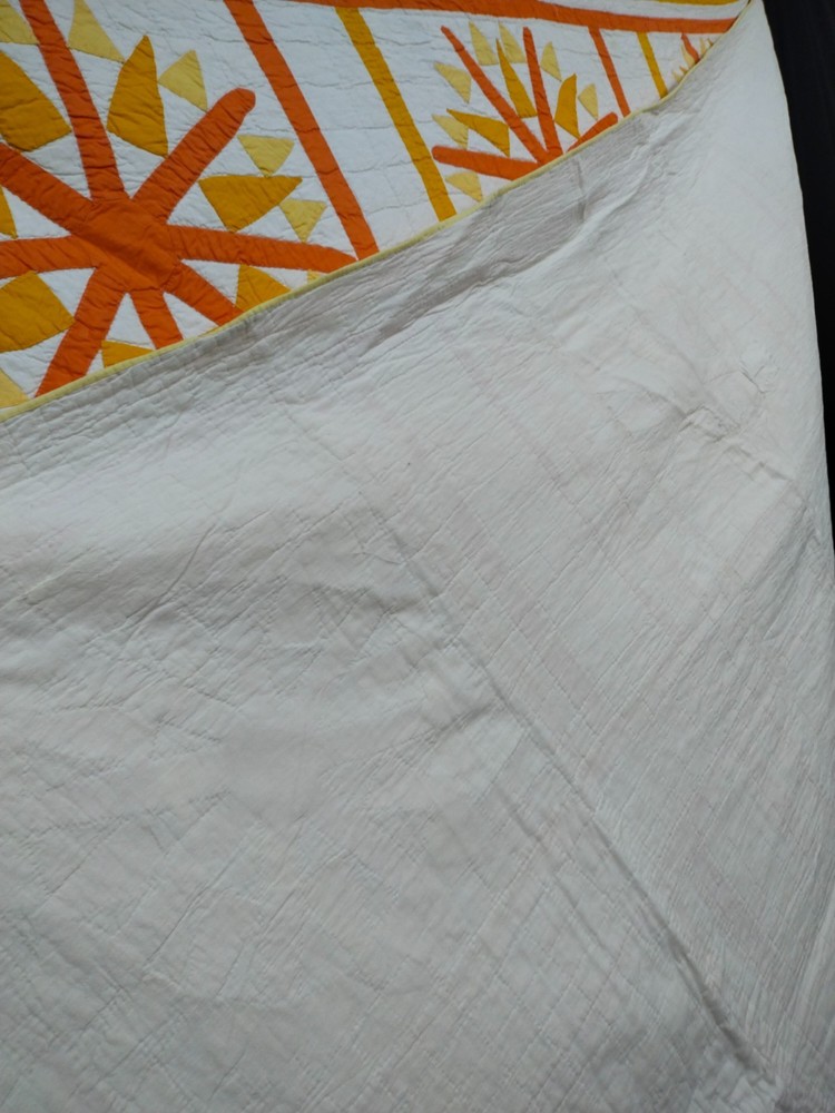 vintage sunburst hand Quilted patchwork Quilt needlework A168