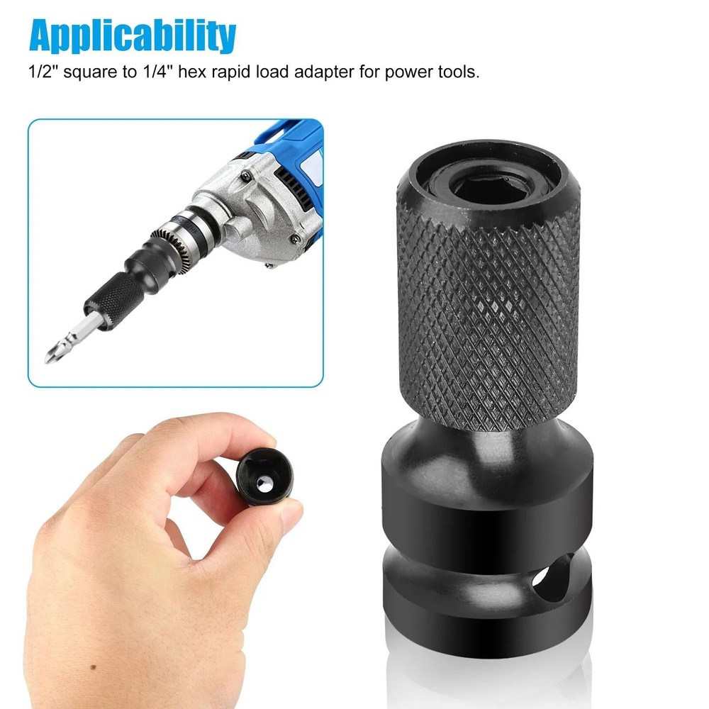 2* Socket Adapter Drill Hex Shank Chuck Change Impact Driver Tool 1/2" To 1/4"