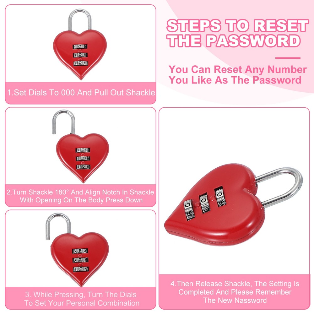 2 Pack Combination Locks Heart Shape Password Padlock Love Locker Lock Blue