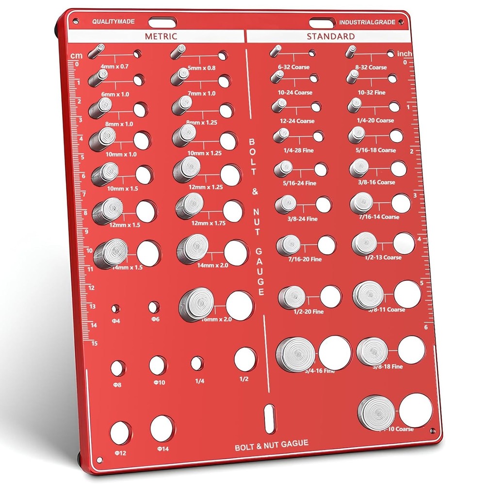 42 Nut and Bolt Thread Checker, Bolt Size and Thread Gauge, Screw Identifier ...