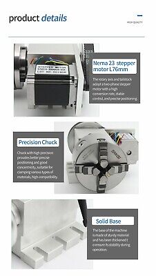 K12-100mm CNC A 4th Axis 4 Jaw Chuck Rotation A-axis (Ratio 6:1) + Tailstock「US」
