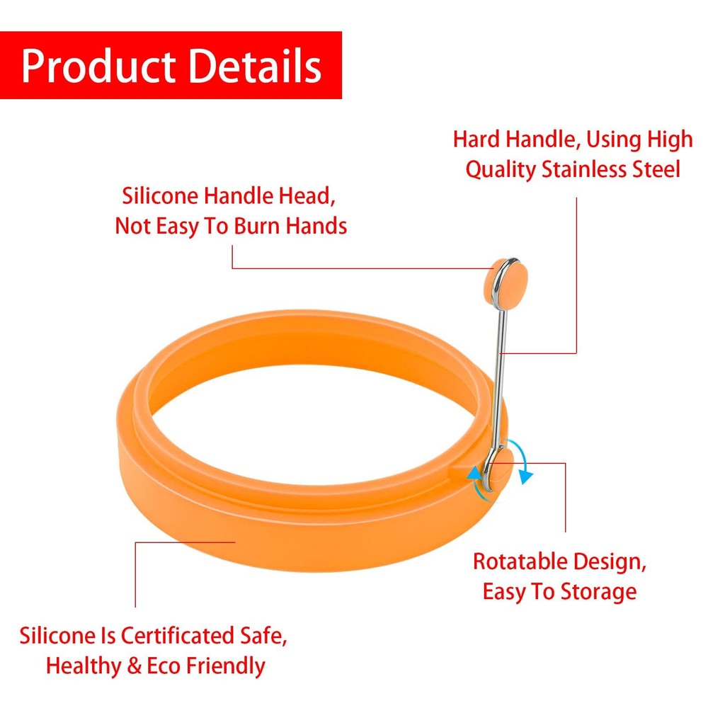 8 Pack Egg Ring Silicone Round Egg Cooking Rings Nonstick Frying Egg Maker Molds