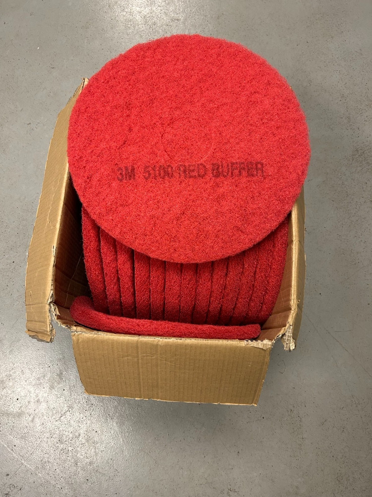 (15) 3M Red Buffer Floor Pads 5100 Low-Speed 16"