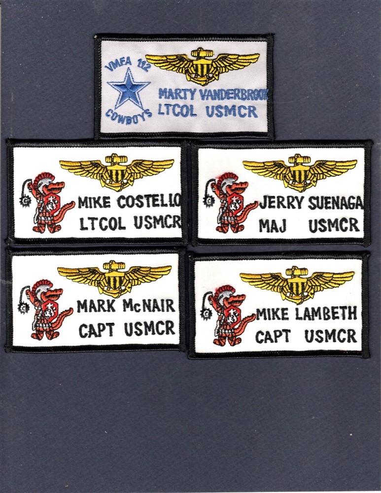 Original NAVAL AVIATOR WING USMC Squadron Name Tag Crew Patch Set