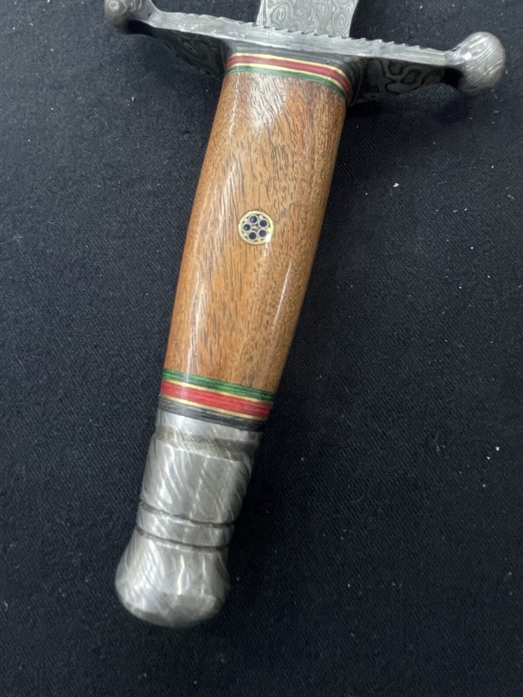 Custom Damascus Blade Dagger Knife with Sheath 9 1/4" Blade