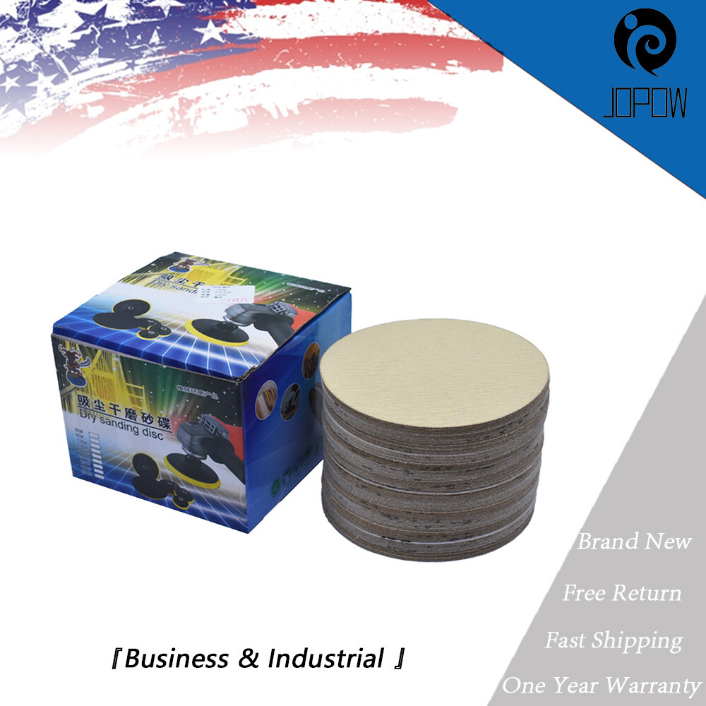 100 Pcs 120 Grit 6" NO-Hole Disc Hook Loop Pads Sanding Discs Flocking