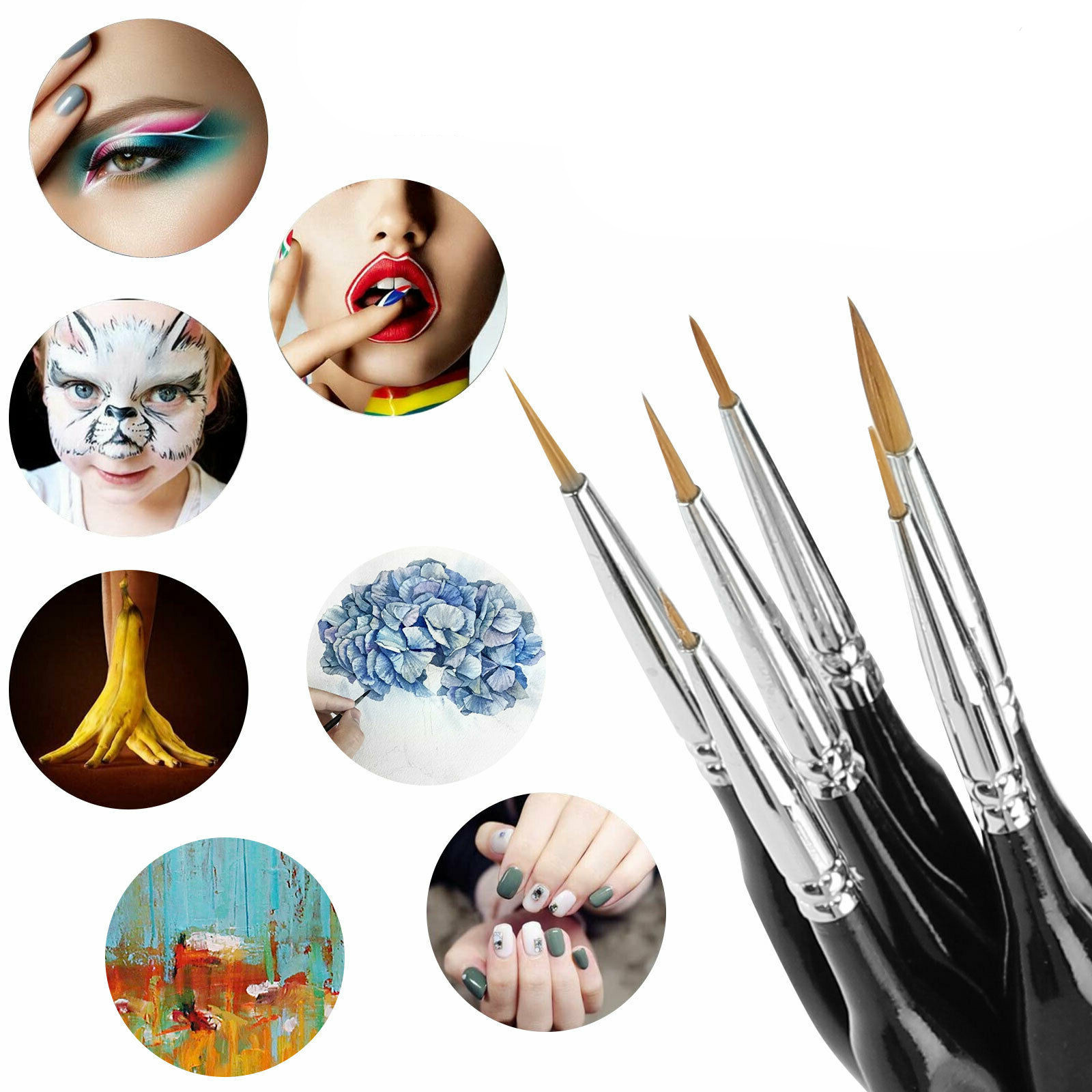 6x Extra Fine Tip Detail Paint Brushes for Miniatures Model Maker Painting Set